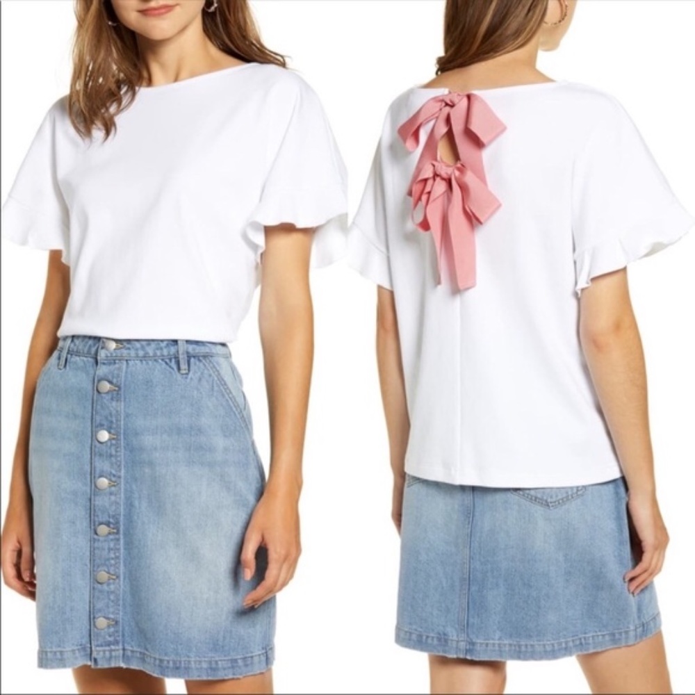 NWT Rachel Parcell Back Bow Cotton Tee